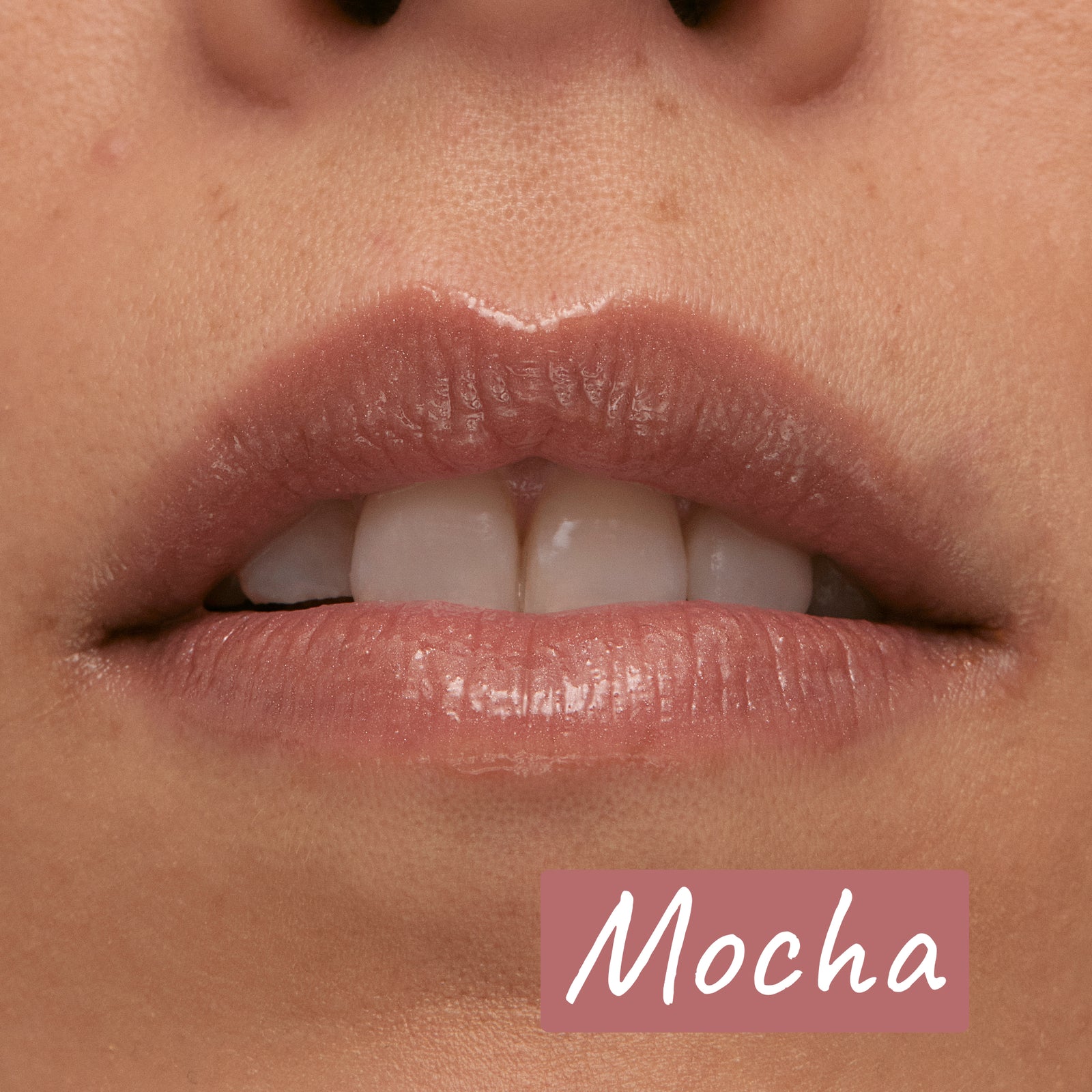 Mocha swatch on lips